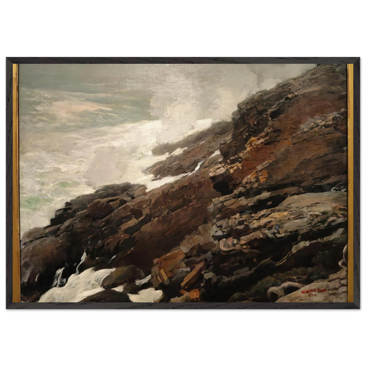 HIGH CLIFF COAST OF MAINE - Winslow Homer Framed Art Print – Black Wooden Frame - Default Title - -Framed Art Print