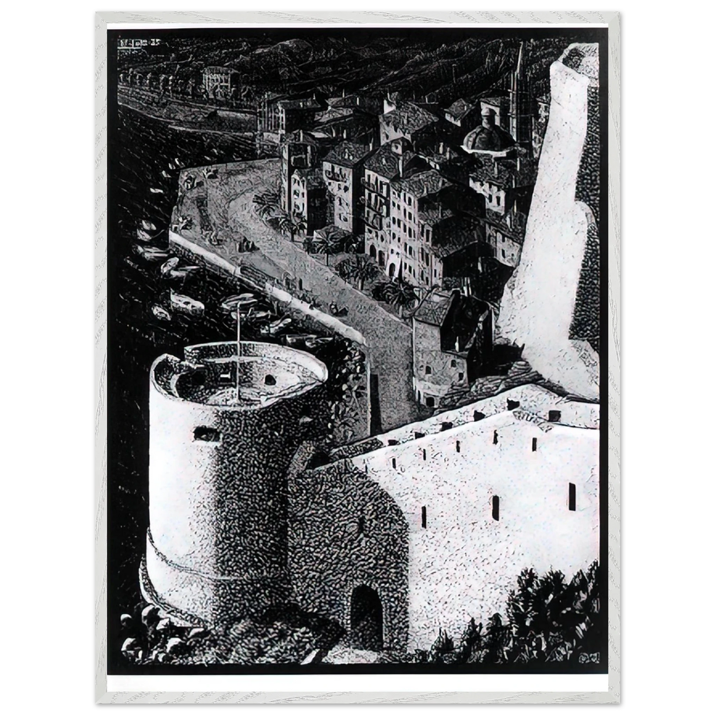 MC Escher - ESCHER (23) Wall Art - 21x29.7 cm / 8x12" - Premium Wooden Framed Poster With Fine Art Paper - Black frame