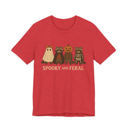 Spooky Raccoon Shirt, Funny Halloween Graphic Tee, Cute Vintage Fall T-Shirt, Trendy Womens Halloween Shirt, Feral Raccoon Tee