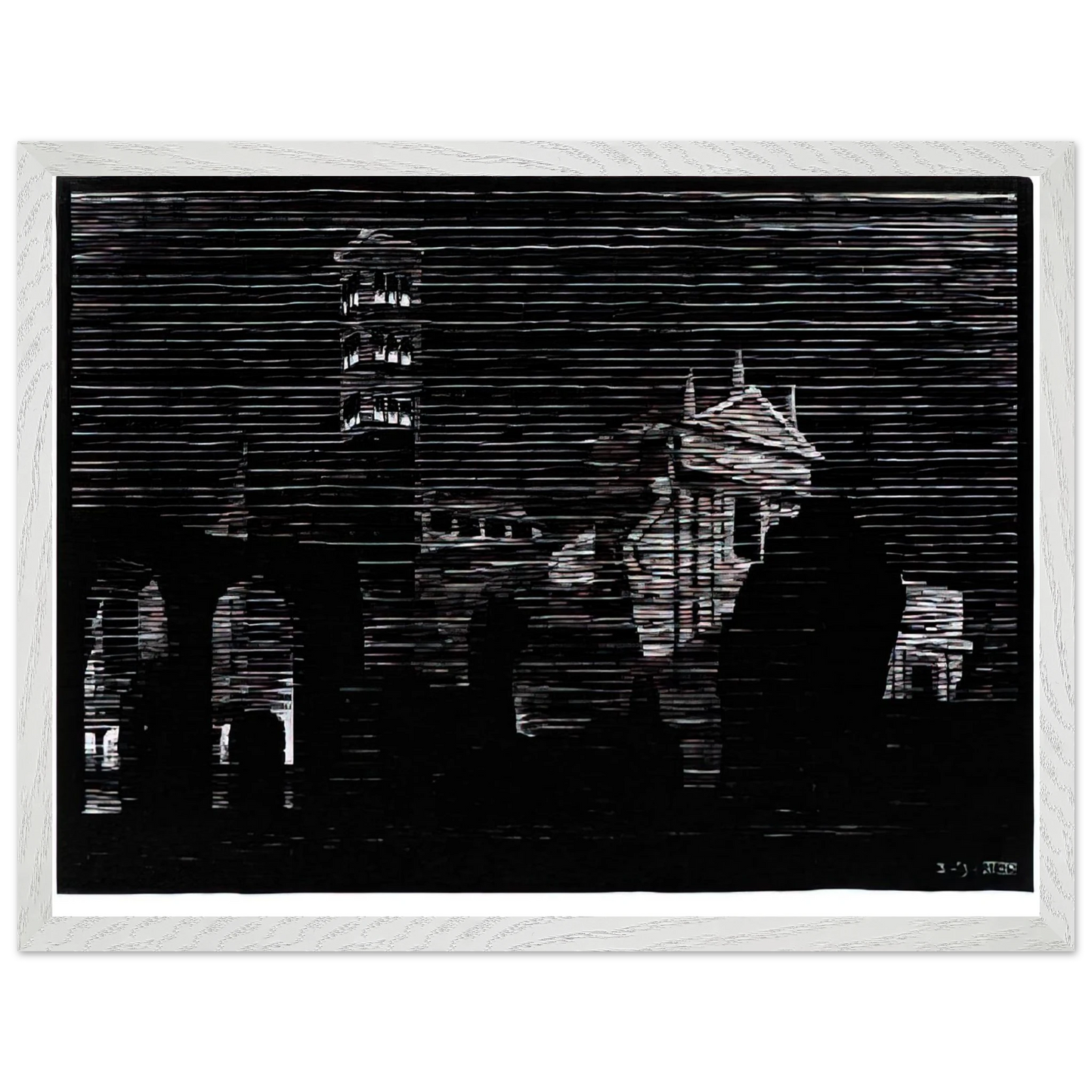 MC Escher - NOCTURNAL ROME 2 Wall Art - 30x40 cm / 12x16 inches - Premium Wooden Framed Poster With Fine Art Paper - Wood frame