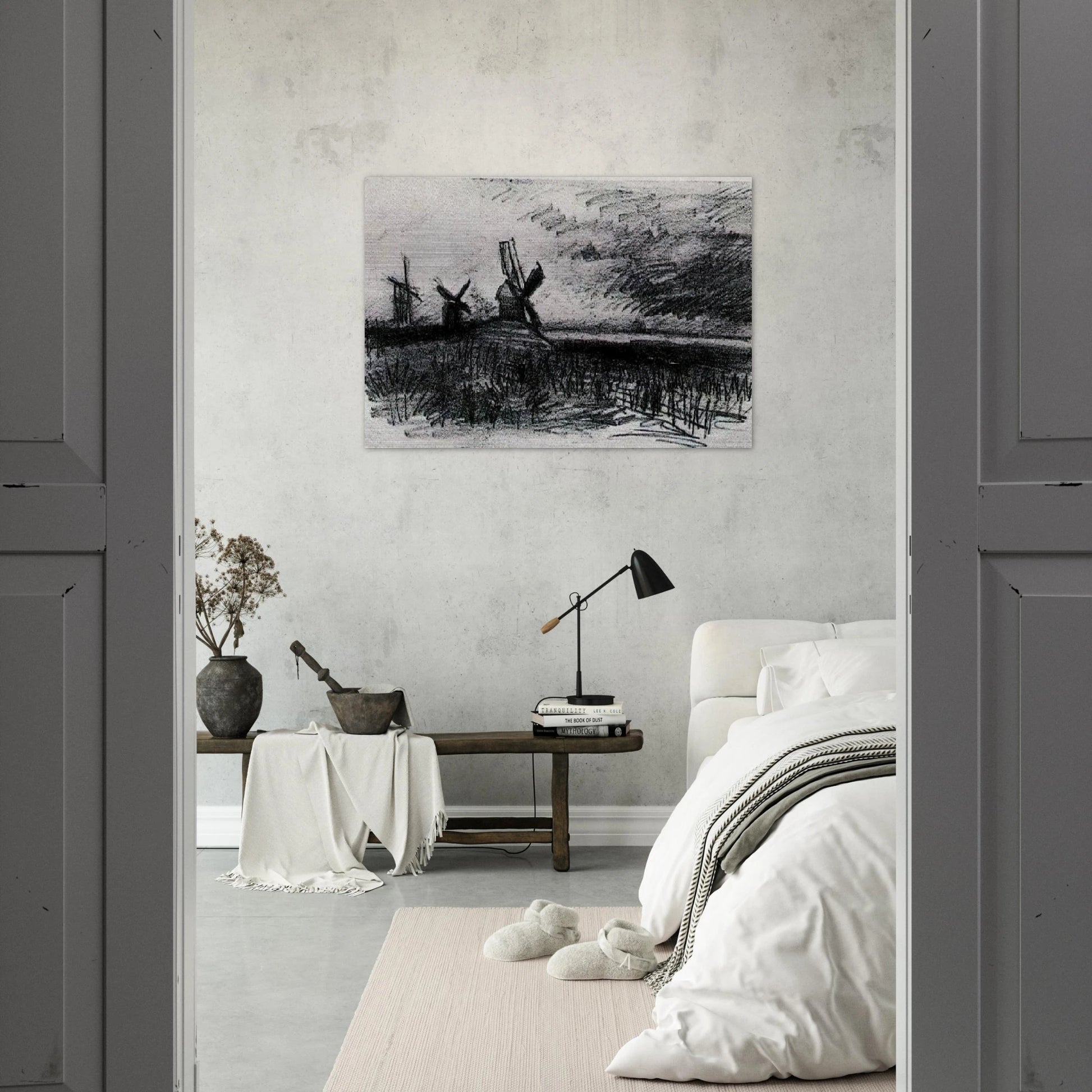 Windmills at Montmartre - Vincent van Gogh Brushed Aluminum Print - 70x100 cm / 28x40 inches | Vincent van Gogh Aluminum Print | Vincent van Gogh Prints