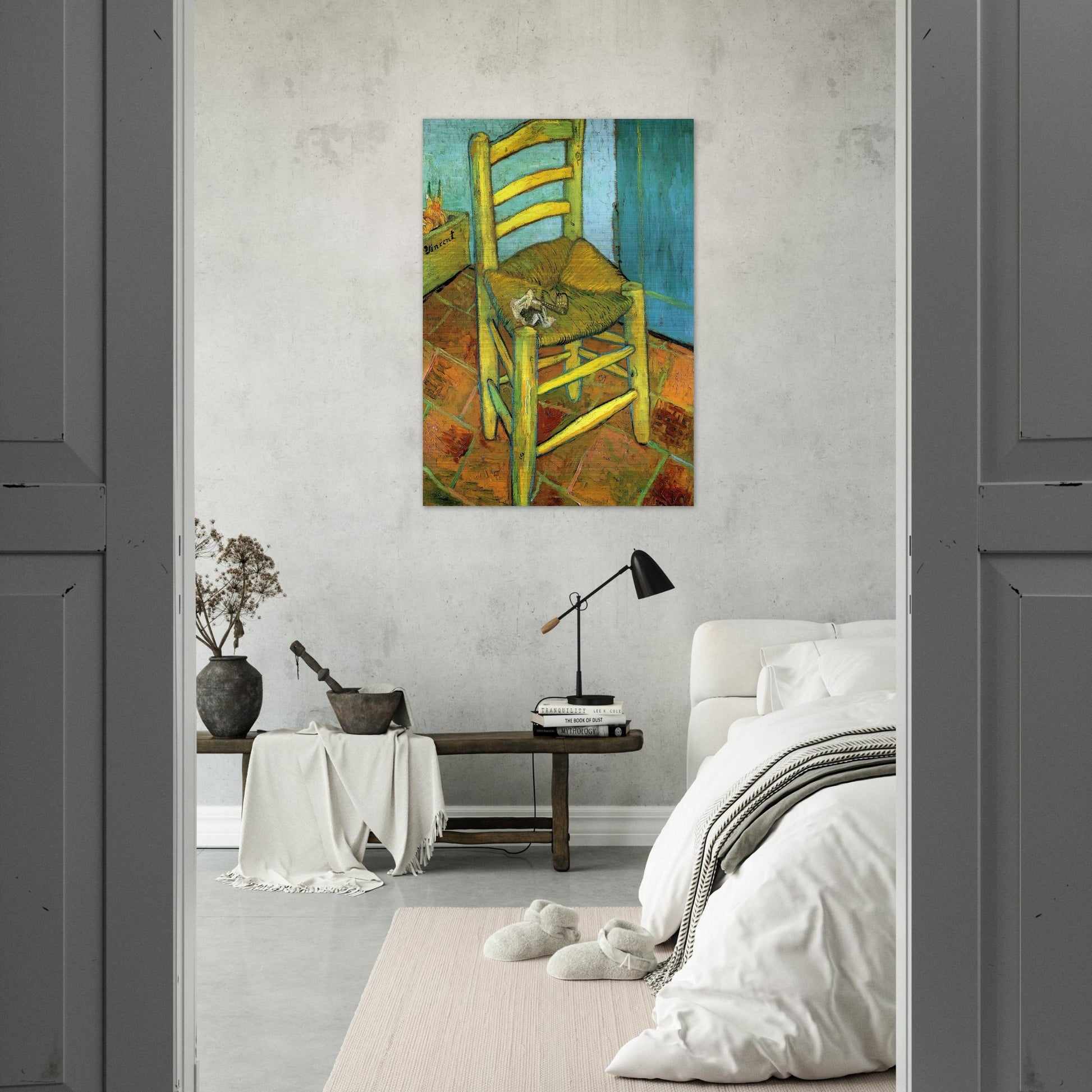 Van Gogh's Chair - Vincent van Gogh Brushed Aluminum Print - 70x100 cm / 28x40 inches | Vincent van Gogh Aluminum Print | Vincent van Gogh Prints