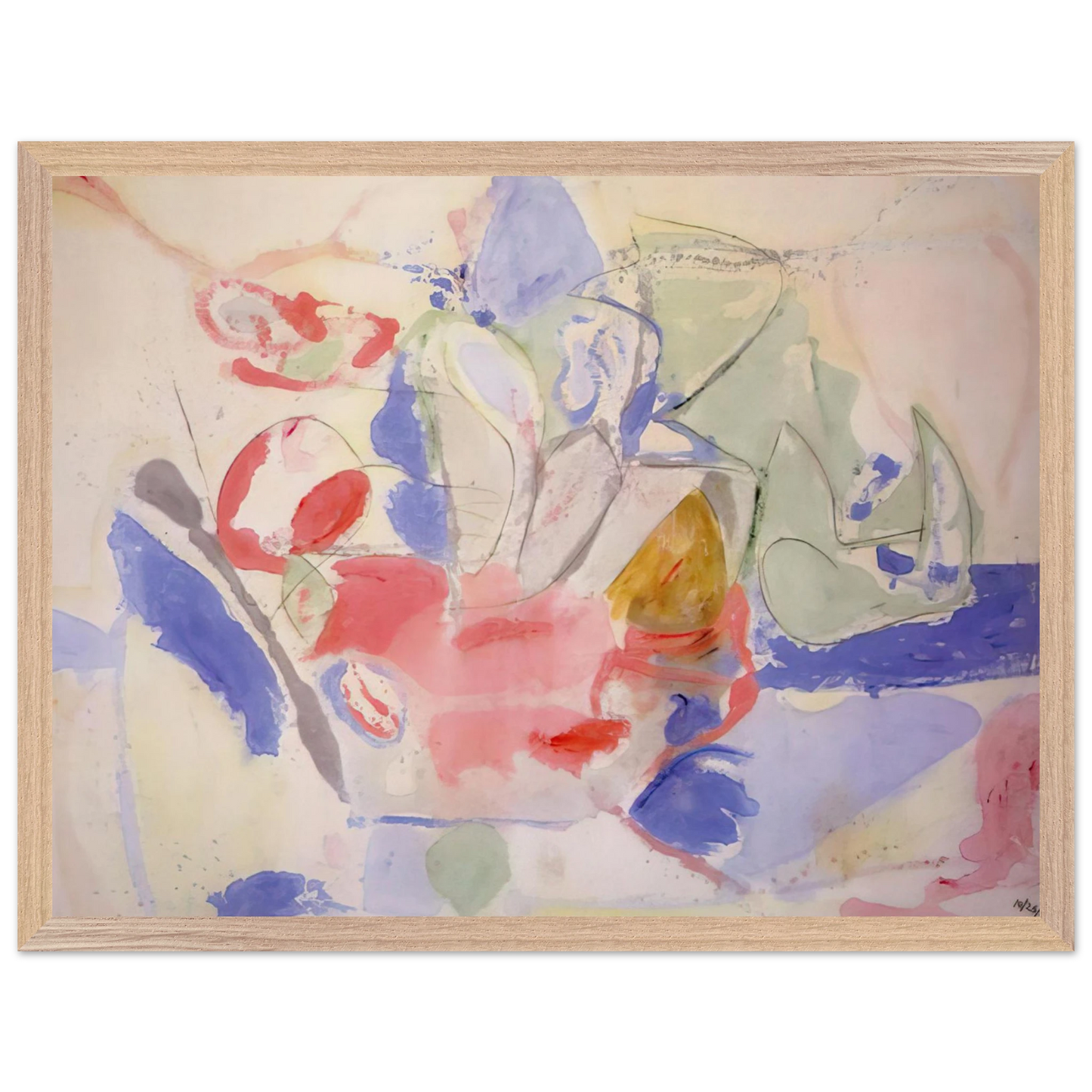 Helen Frankenthaler - Mountains and Sea - 1952 Wall art - 30x45 cm / 12x18 Inches - Premium Wooden Framed Poster With Fine Art Paper - Black frame