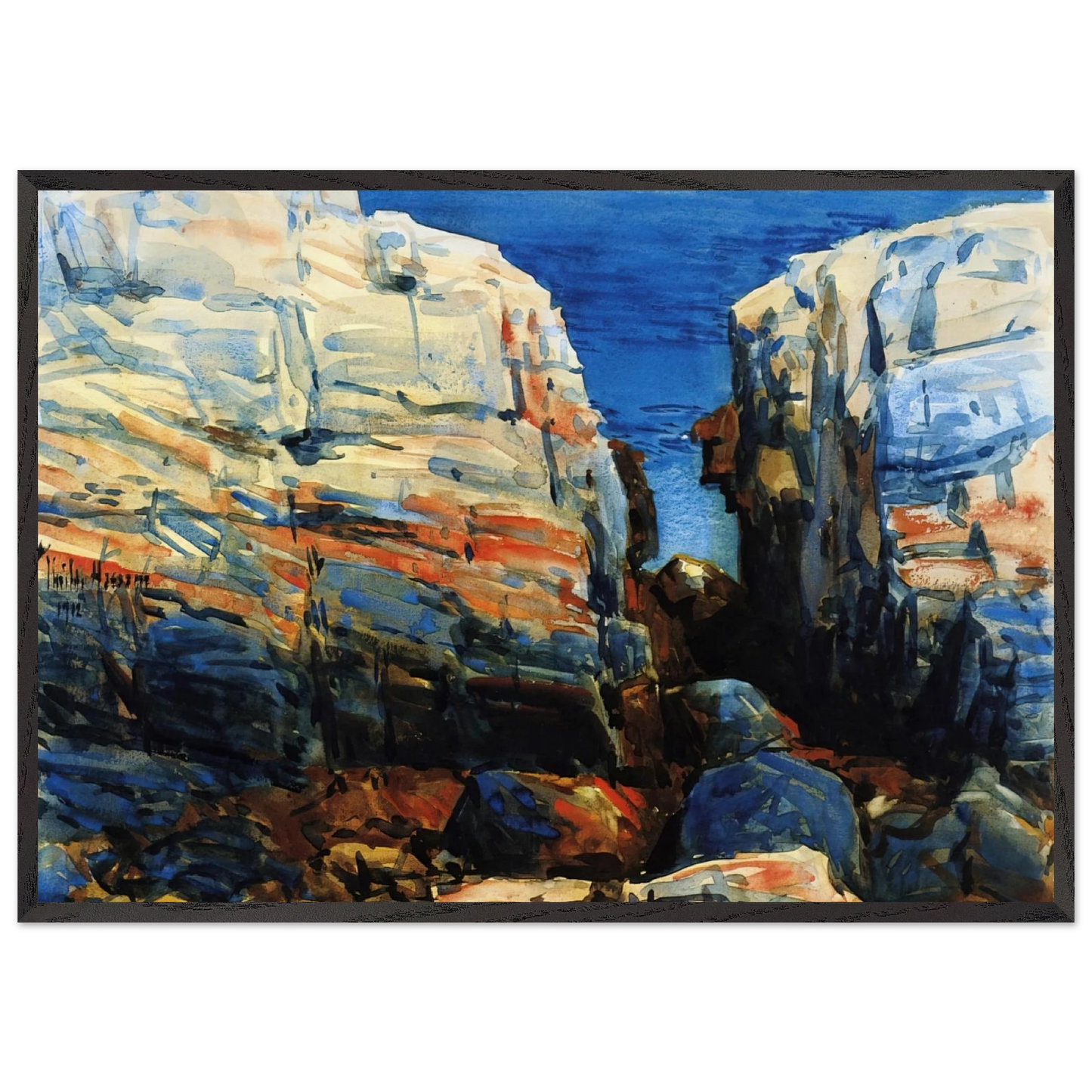 The Gorge Appledore - Childe Hassam 70x100 cm / 28x40 inches Framed Art Print – Black Wooden Frame