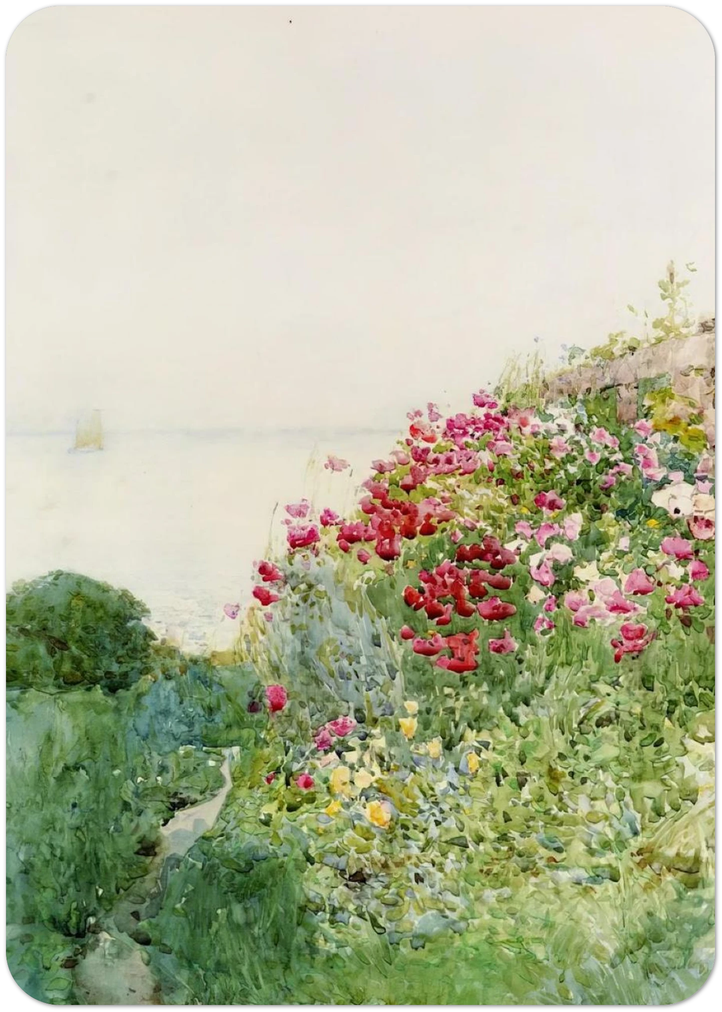 Field of Poppies, Isles of Shaos, Appledore By Childe Hassam Pack of 10 Post Cards | Childe Hassam Post Cards | A6 (10.5 x 14.8 cm) - 4.1 x 5.8 inches