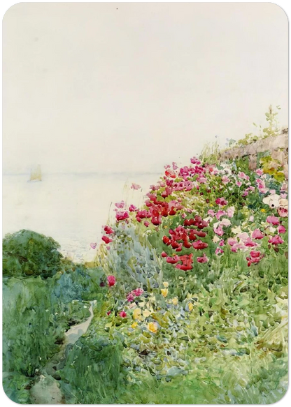 Field of Poppies, Isles of Shaos, Appledore By Childe Hassam Pack of 10 Post Cards | Childe Hassam Post Cards | A6 (10.5 x 14.8 cm) - 4.1 x 5.8 inches
