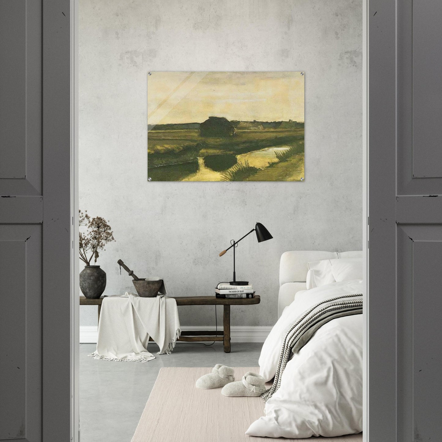 Landscape with a Stack of Peat and Farmhouses - Vincent van Gogh Acrylic Print - 70x100 cm / 28x40″ inches