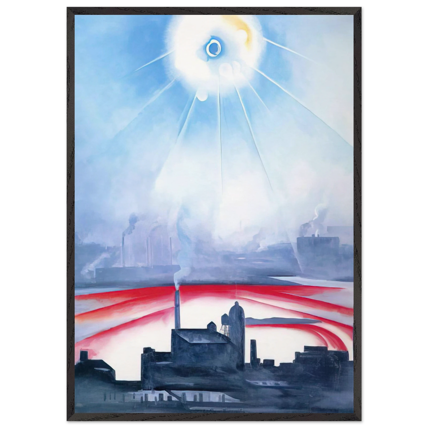 East River No 1 - Georgia OKeeffe 70x100 cm / 28x40 inches Framed Art Print – Black Wooden Frame