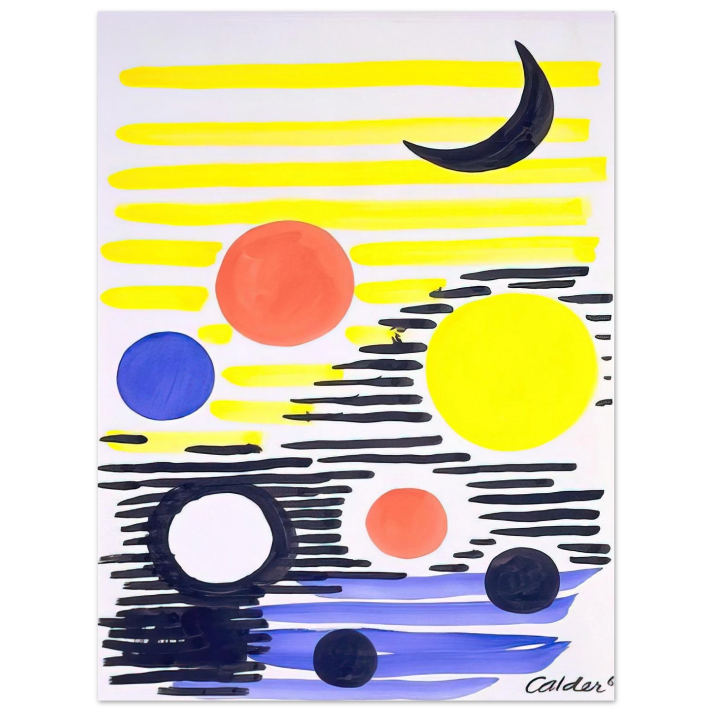 Alexander Calder - 7 CIRCLES ABSTRACT 1966 Fine Art Poster - 13x18 cm / 5x7 inches