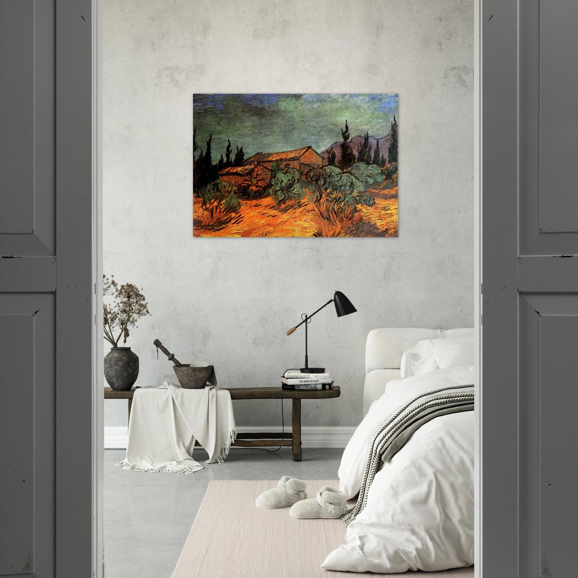 Wooden Sheds - Vincent van Gogh Brushed Aluminum Print - 70x100 cm / 28x40 inches | Vincent van Gogh Aluminum Print | Vincent van Gogh Prints
