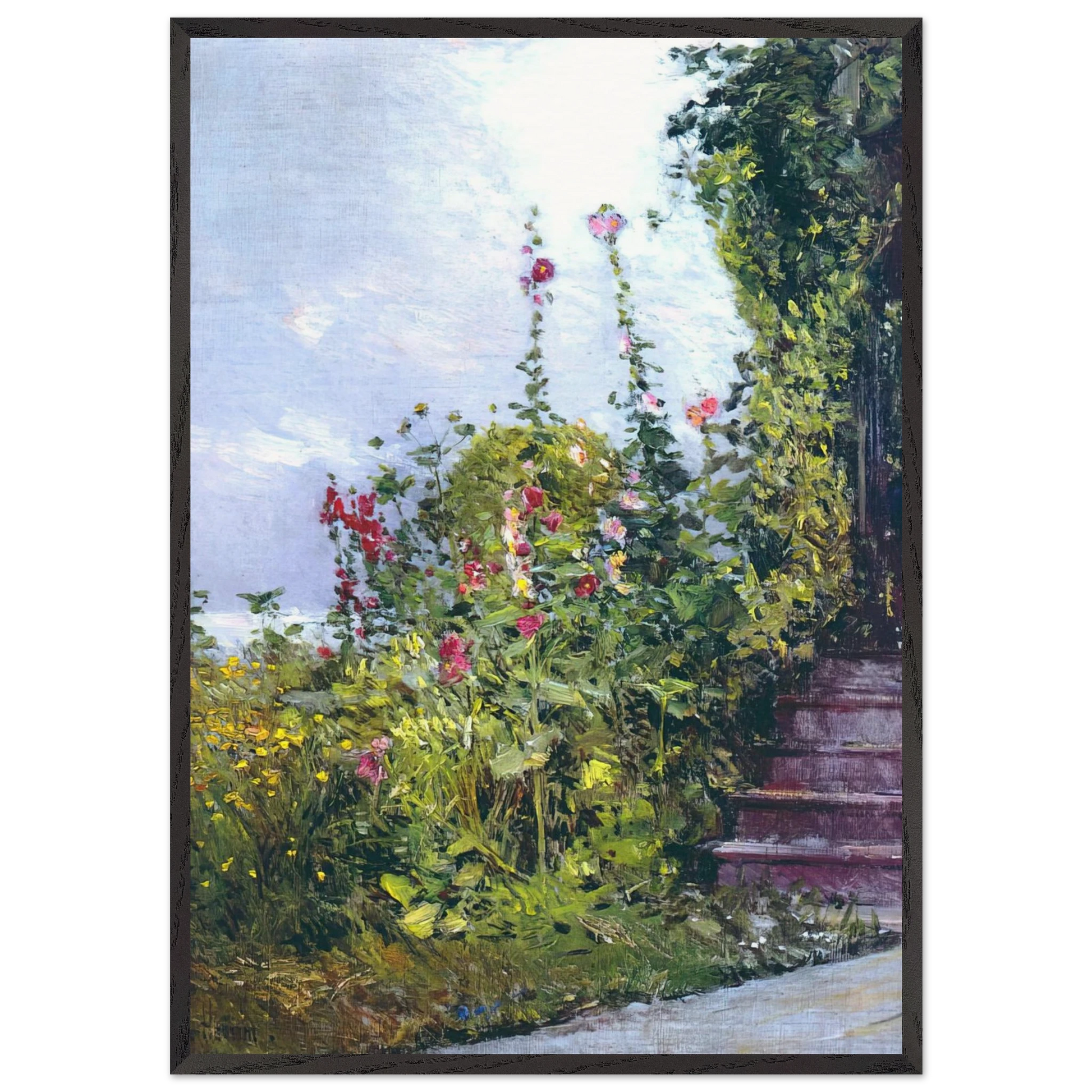 Celia Thaxters Garden Appledore Isles of Shoals - Childe Hassam Framed Art Print – Black Wooden Frame - Default Title - -Framed Art Print