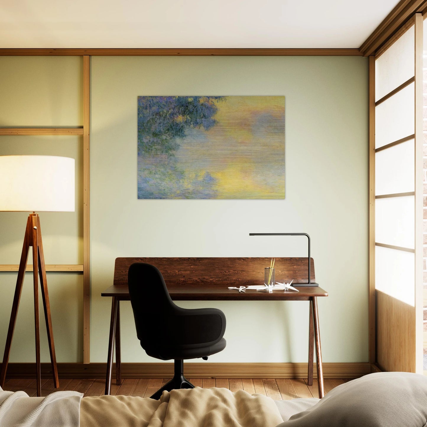 Misty Morning on the Seine, Sunrise - claude monet Brushed Aluminum Print - 70x100 cm / 28x40 inches | claude monet Aluminum Print | claude monet Prints