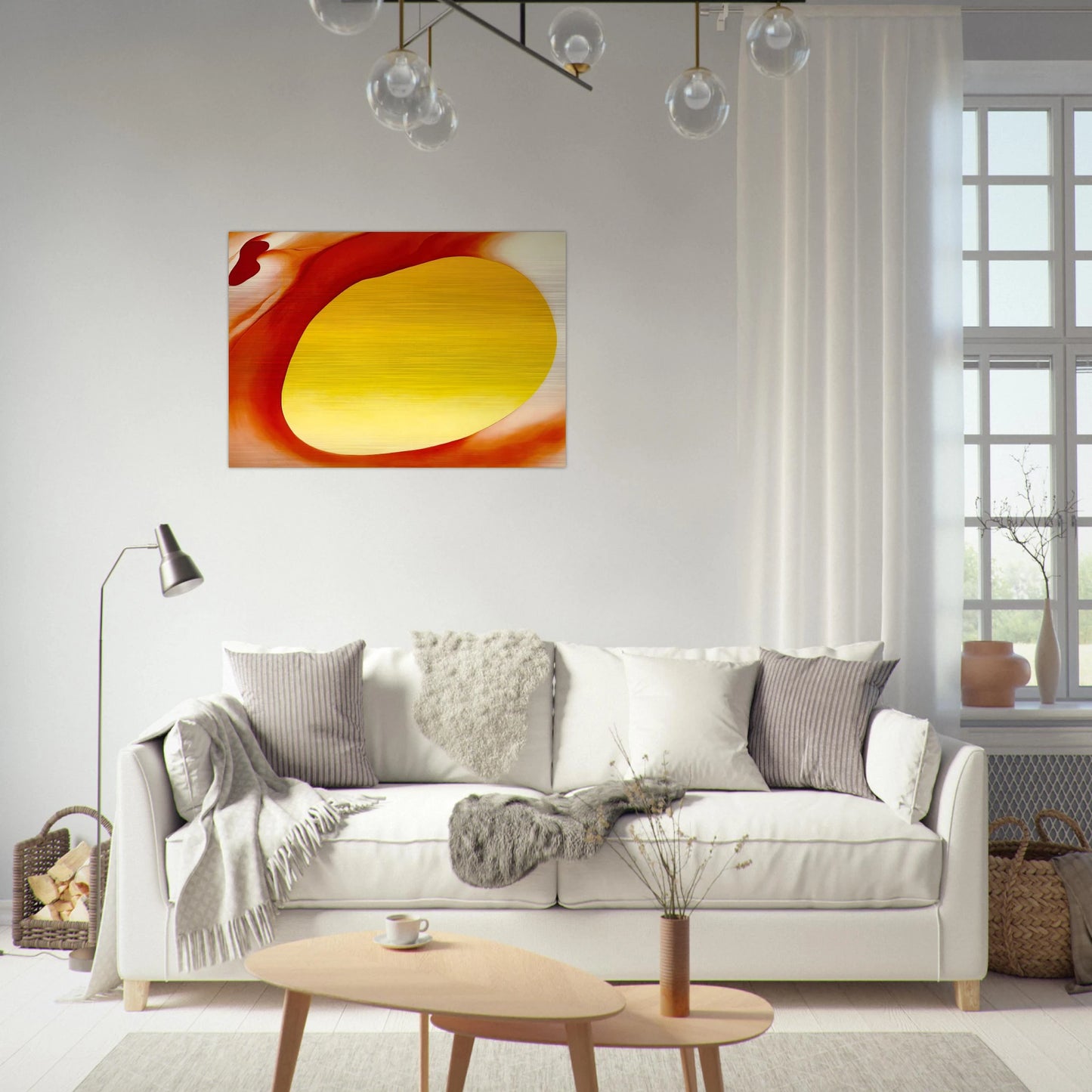Pelvis Series - Red with Yellow - Georgia O'Keeffe Brushed Aluminum Print - 70x100 cm / 28x40 inches | Georgia O'Keeffe Aluminum Print | Georgia O'Keeffe Prints