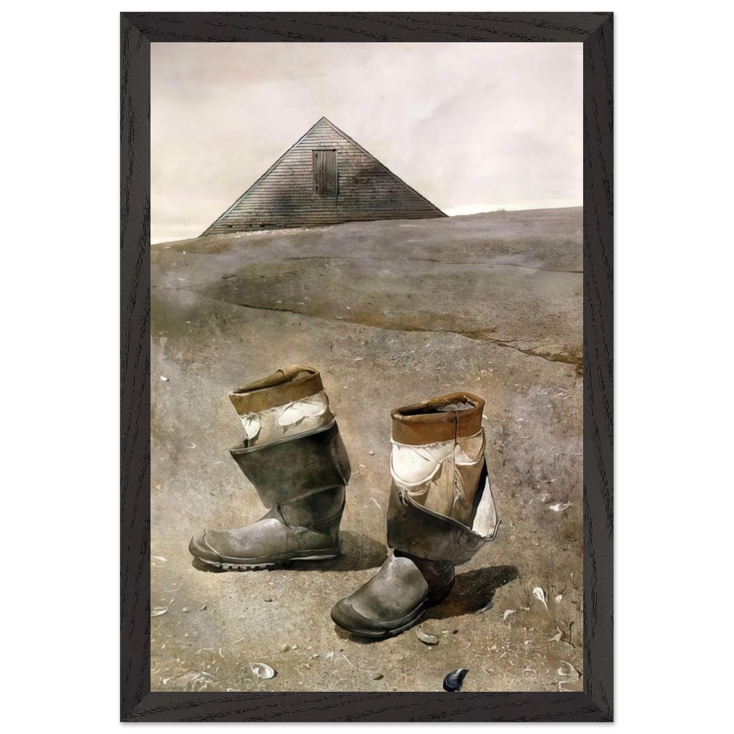 Andrew Wyeth - SEA BOOTS Wall Art - 60x80 cm / 24x32 inches - Premium Wooden Framed Poster With Fine Art Paper - White frame