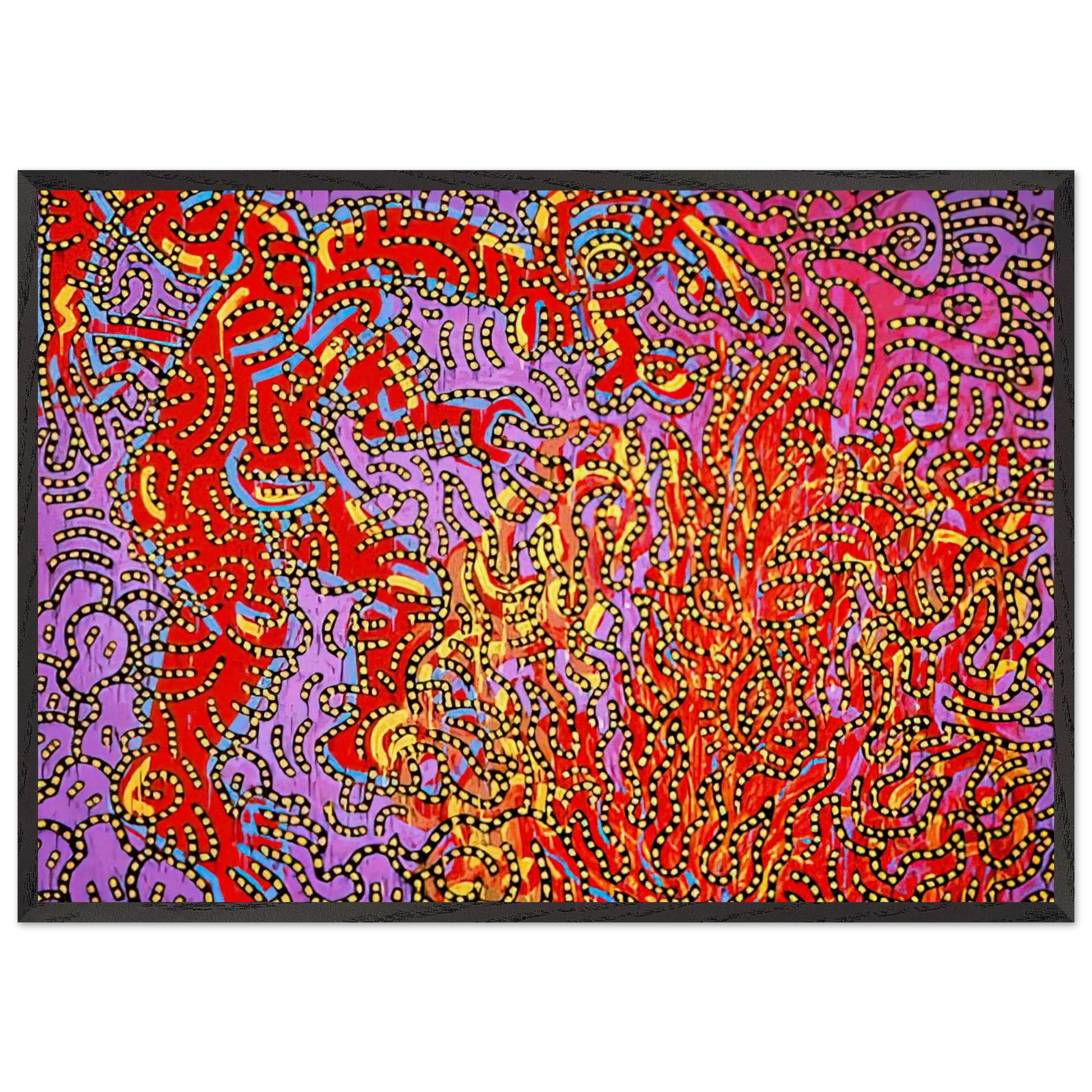 MOSES AND THE BURNING BUSH 1985 N1 - Keith Haring Framed Art Print – Black Wooden Frame - Default Title - -Framed Art Print