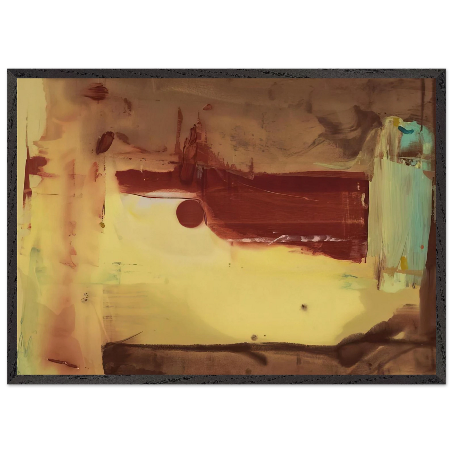 Helen Frankenthaler - Desert Pass - 1976 Wall art - 28x43  cm / XL (11x17 inches) - Premium Wooden Framed Poster With Fine Art Paper - Black frame