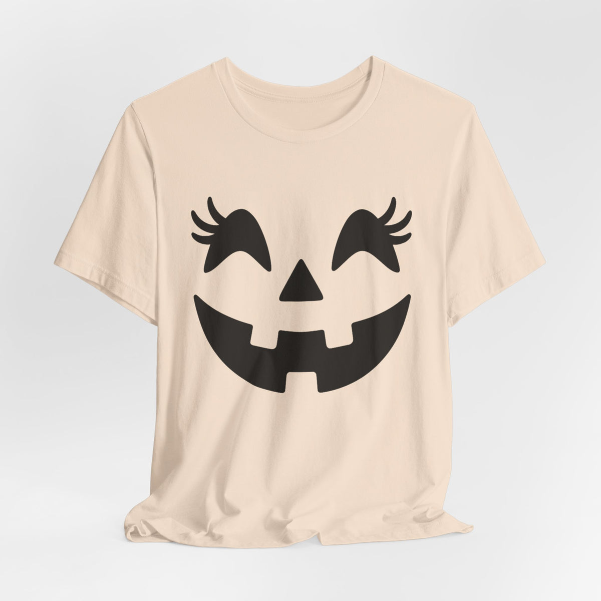 Jack O Lantern Face Pumpkin Eyelashes Halloween Women Girls T-Shirt
