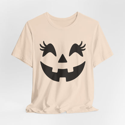 Jack O Lantern Face Pumpkin Eyelashes Halloween Women Girls T-Shirt