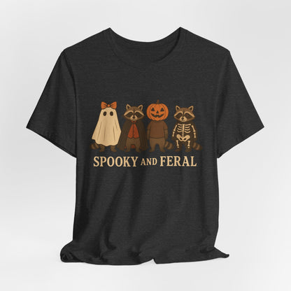Spooky Raccoon Shirt, Funny Halloween Graphic Tee, Cute Vintage Fall T-Shirt, Trendy Womens Halloween Shirt, Feral Raccoon Tee