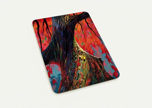 Fire red and gold By Eyvind Earle Pack of 10 Post Cards | Eyvind Earle Post Cards | A6 (10.5 x 14.8 cm) - 4.1 x 5.8 inches