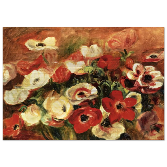 Spray of Anemones - Pierre-Auguste Renoir Brushed Aluminum Print - 70x100 cm / 28x40 inches | Pierre-Auguste Renoir Aluminum Print | Pierre-Auguste Renoir Prints