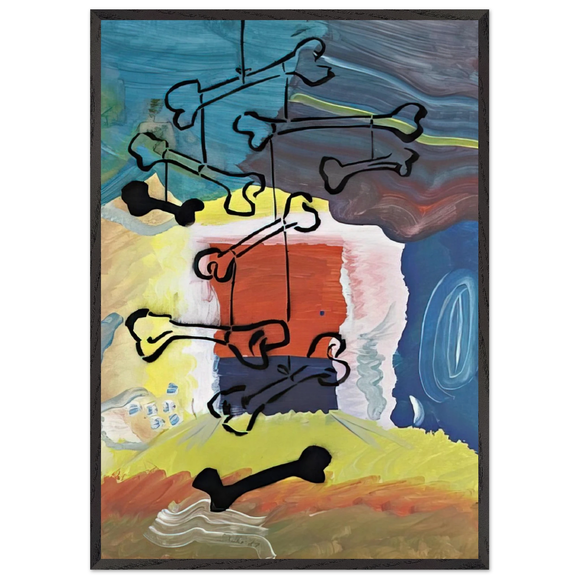 KNOCHEN MOBILE 1981 - Sigmar Polke Framed Art Print – Black Wooden Frame - Default Title - -Framed Art Print