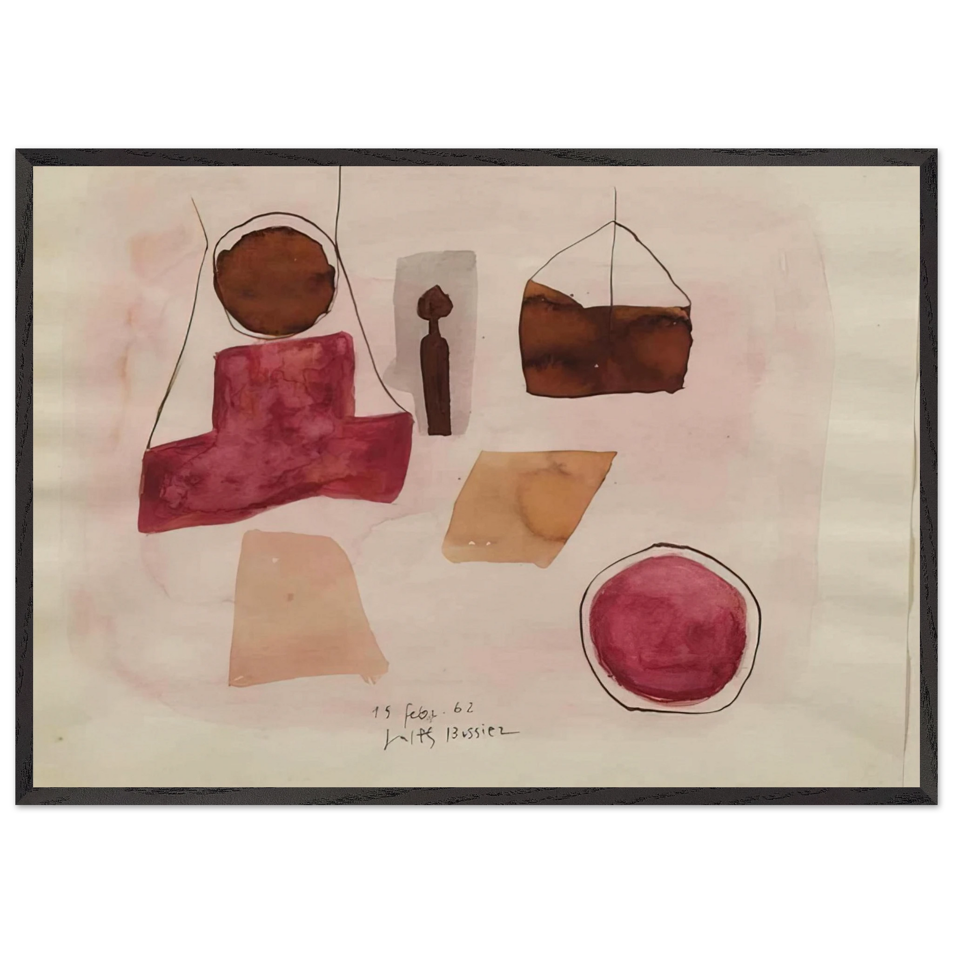 15Febr62 - 1962 - Julius Bissier Framed Art Print – Black Wooden Frame - Default Title - -Framed Art Print