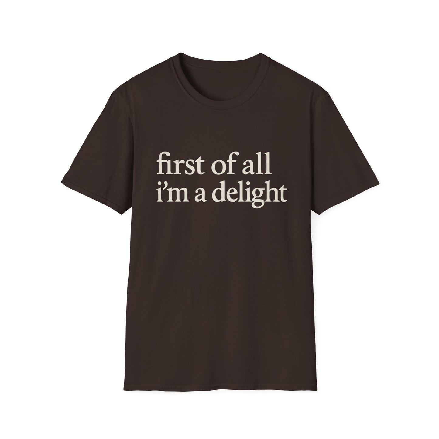 First of All Im a Delight Shirt, Funny Quote T-Shirt for Women, Sassy Saying Tee, Witty Graphic Gift for Best Friend