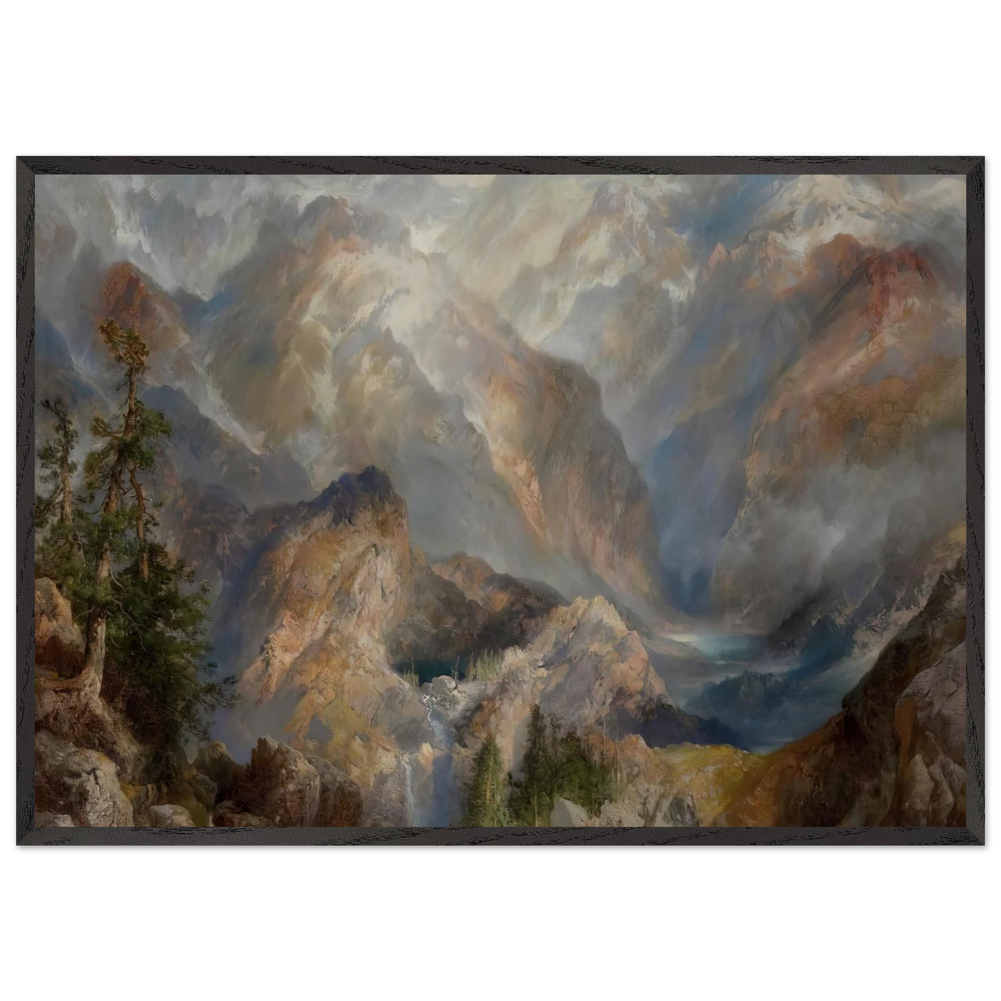 Morning in the Sierras Nevada - Thomas Moran Framed Art Print – Black Wooden Frame - Default Title - -Framed Art Print