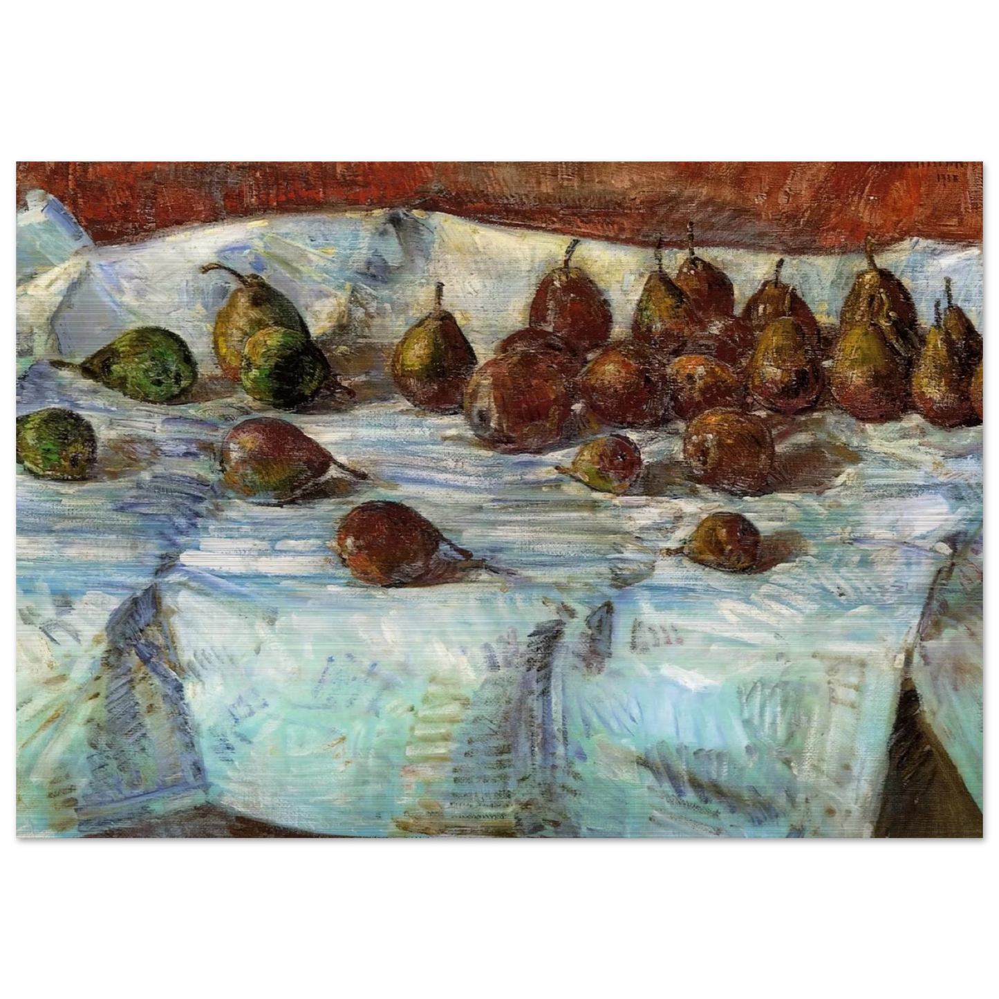 Winter Sickle Pears - Childe Hassam Brushed Aluminum Print - 70x100 cm / 28x40 inches | Childe Hassam Aluminum Print | Childe Hassam Prints