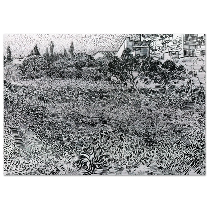 Garden with Flowers - Vincent van Gogh Brushed Aluminum Print - 70x100 cm / 28x40 inches | Vincent van Gogh Aluminum Print | Vincent van Gogh Prints