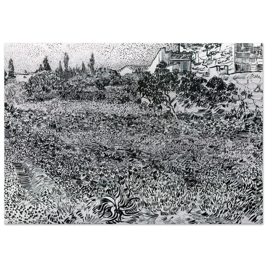 Garden with Flowers - Vincent van Gogh Brushed Aluminum Print - 70x100 cm / 28x40 inches | Vincent van Gogh Aluminum Print | Vincent van Gogh Prints