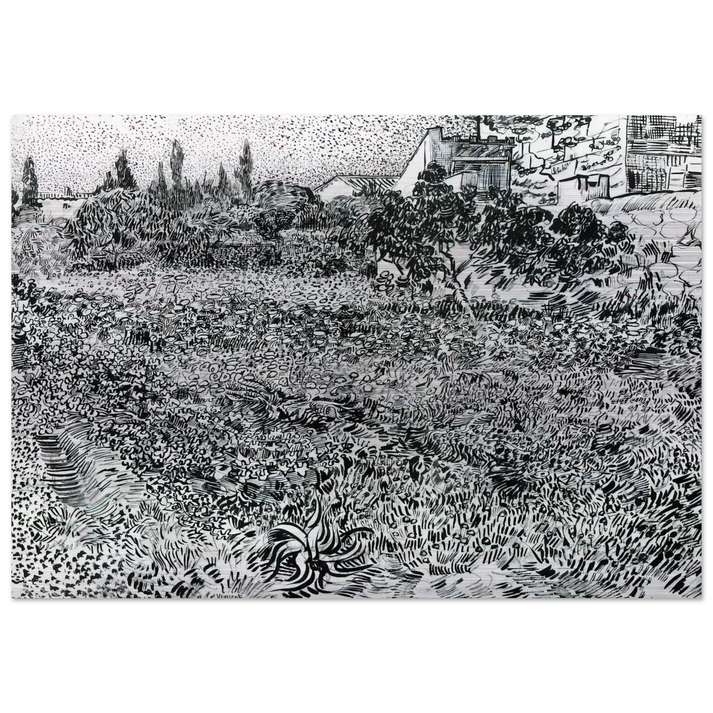 Garden with Flowers - Vincent van Gogh Brushed Aluminum Print - 70x100 cm / 28x40 inches | Vincent van Gogh Aluminum Print | Vincent van Gogh Prints
