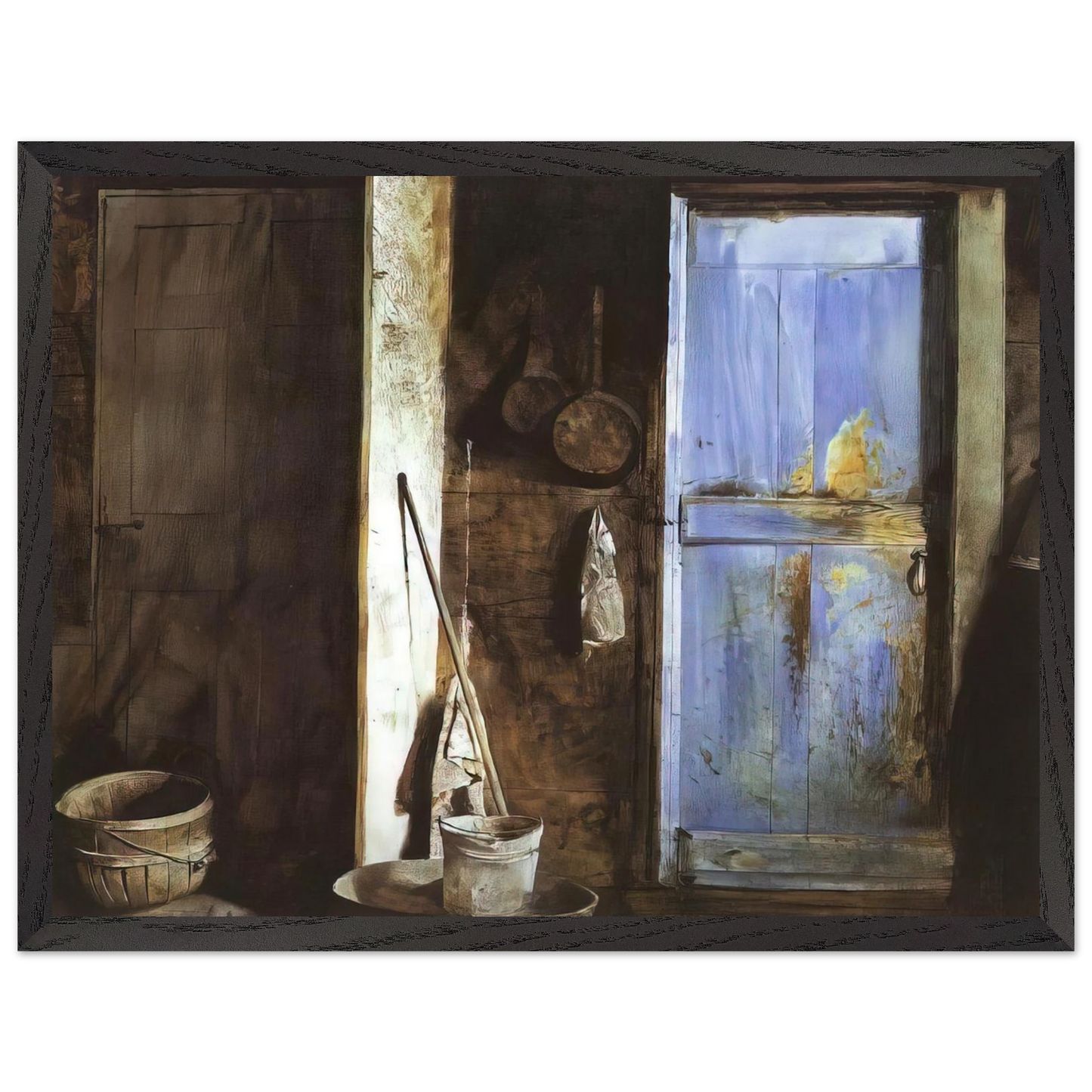 Andrew Wyeth - ALVARO CHRISTINA Wall Art - 21x29.7 cm / 8x12" - Premium Wooden Framed Poster With Fine Art Paper - Black frame