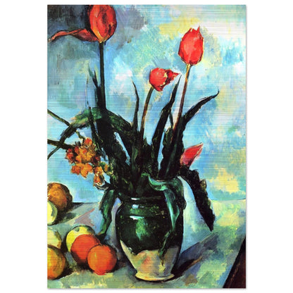 Tulips in a Vase - Paul Cézanne Brushed Aluminum Print - 70x100 cm / 28x40 inches | Paul Cézanne Aluminum Print | Paul Cézanne Prints
