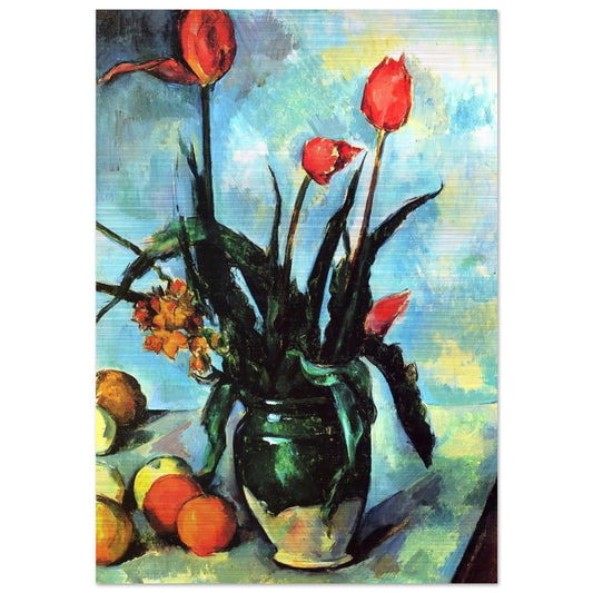Tulips in a Vase - Paul Cézanne Brushed Aluminum Print - 70x100 cm / 28x40 inches | Paul Cézanne Aluminum Print | Paul Cézanne Prints