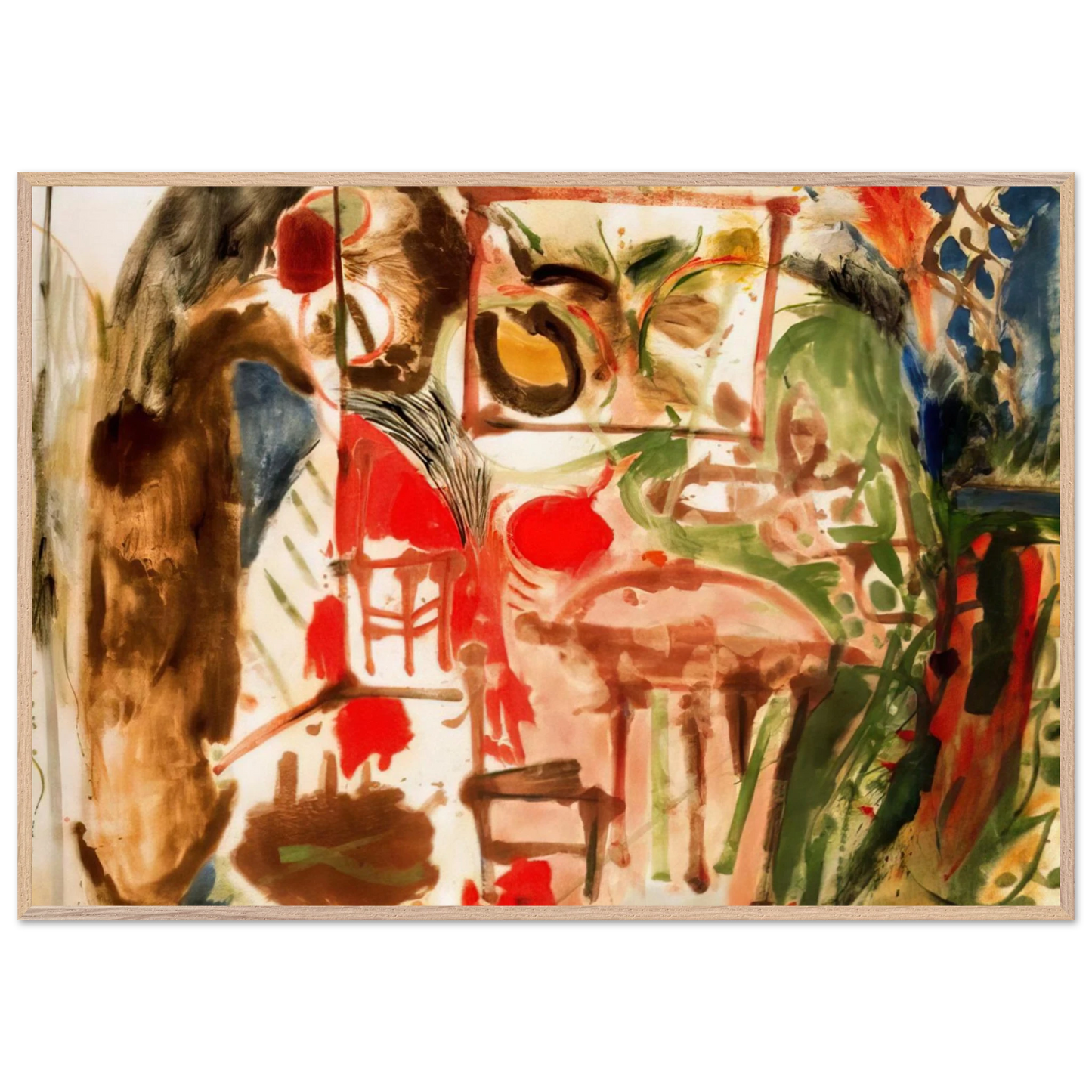 Helen Frankenthaler - Interior - 1957 Wall art - 20x25 cm / 8x10 inches - Premium Wooden Framed Poster With Fine Art Paper - Wood frame