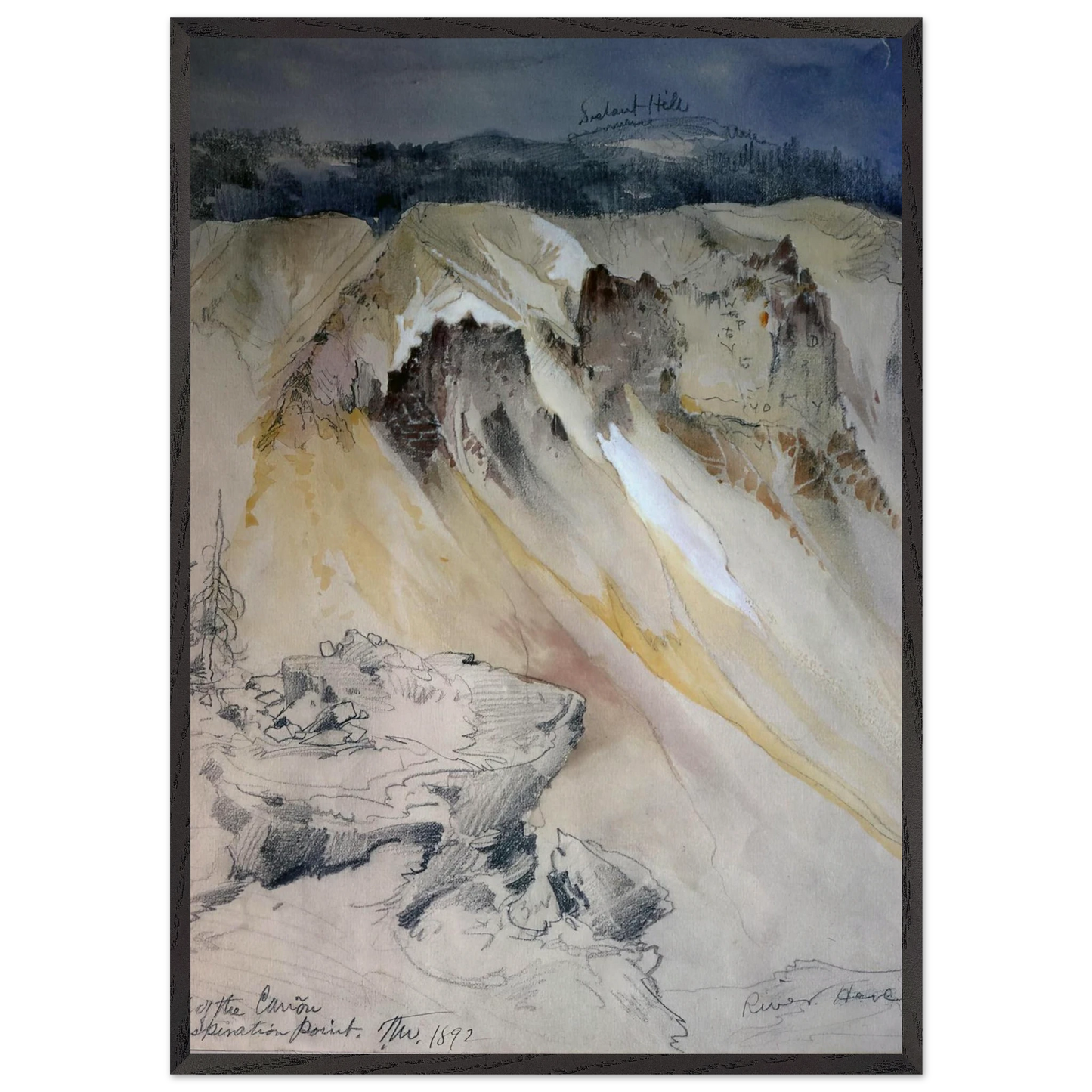 East wall of the canyon from Inspiration Point - Thomas Moran Framed Art Print – Black Wooden Frame - Default Title - -Framed Art Print