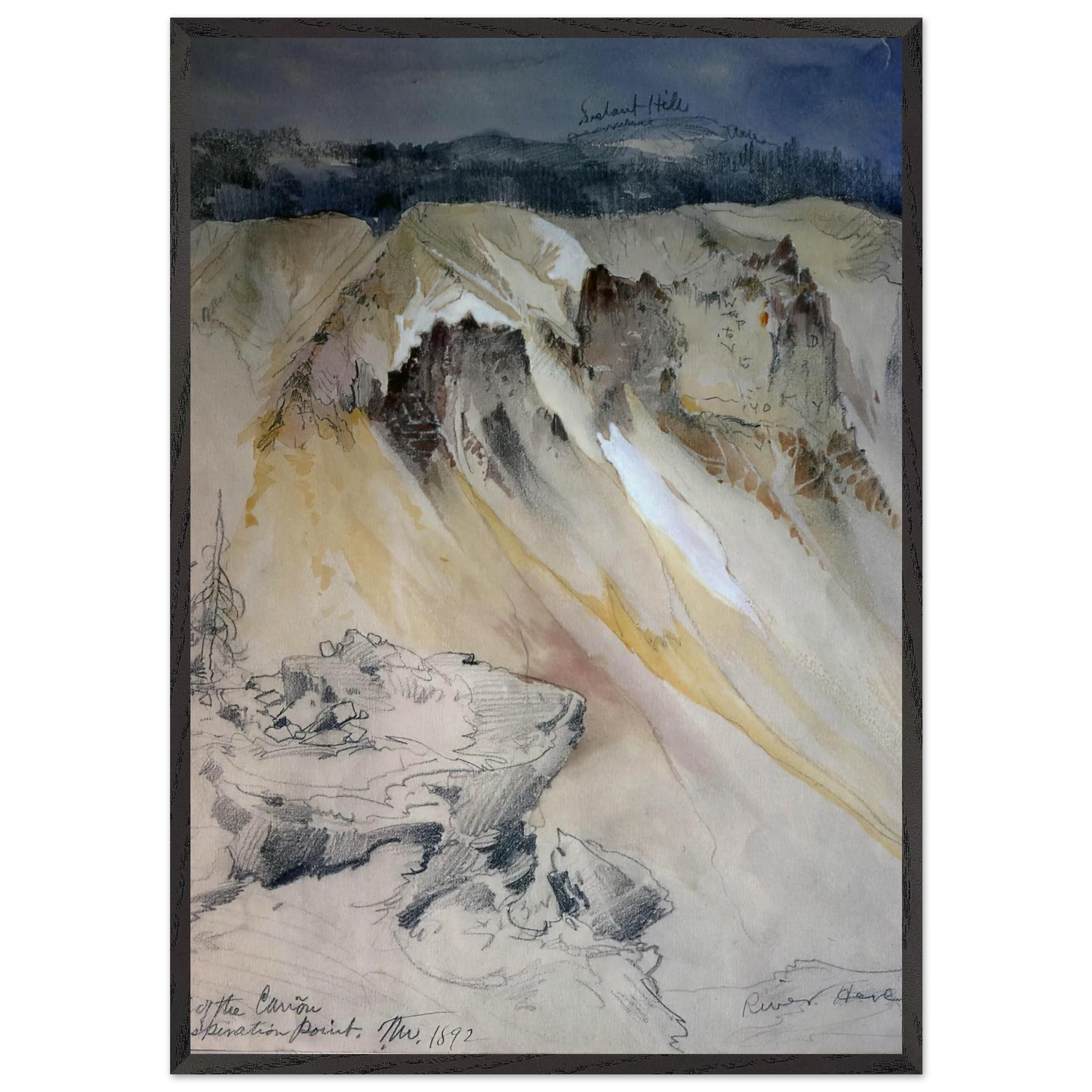 East wall of the canyon from Inspiration Point - Thomas Moran Framed Art Print – Black Wooden Frame - Default Title - -Framed Art Print