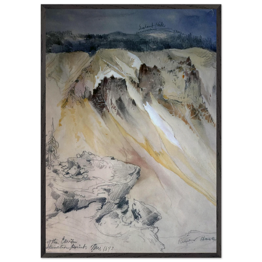 East wall of the canyon from Inspiration Point - Thomas Moran 70x100 cm / 28x40 inches Framed Art Print – Black Wooden Frame