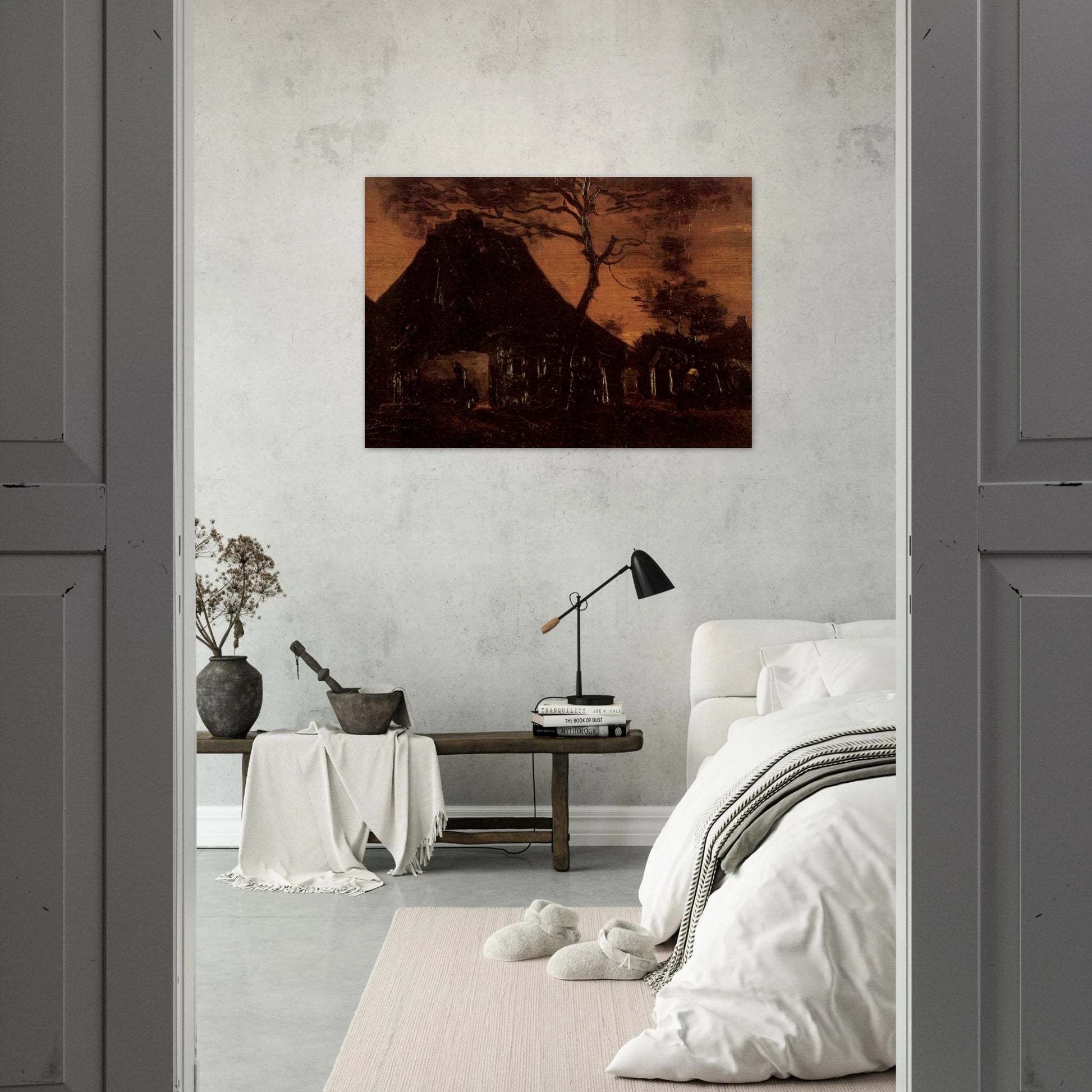 Cottage with Trees - Vincent van Gogh Brushed Aluminum Print - 70x100 cm / 28x40 inches | Vincent van Gogh Aluminum Print | Vincent van Gogh Prints