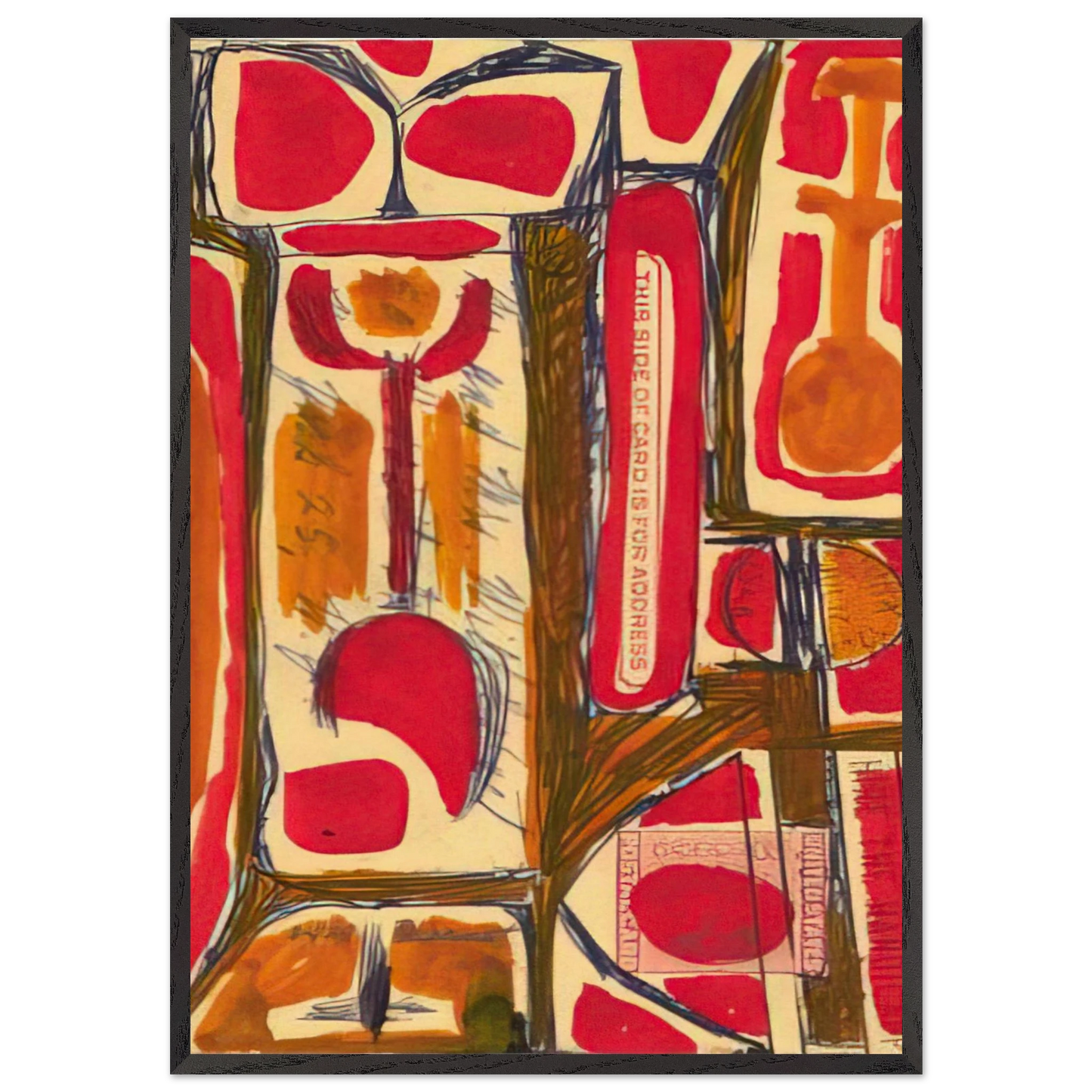 Untitled - 1954 United States - Will Barnet Framed Art Print – Black Wooden Frame - Default Title - -Framed Art Print