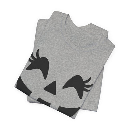 Jack O Lantern Face Pumpkin Eyelashes Halloween Women Girls T-Shirt