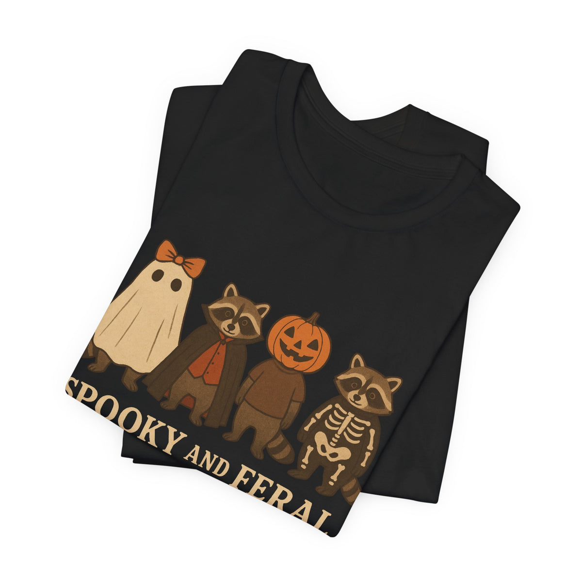 Spooky Raccoon Shirt, Funny Halloween Graphic Tee, Cute Vintage Fall T-Shirt, Trendy Womens Halloween Shirt, Feral Raccoon Tee