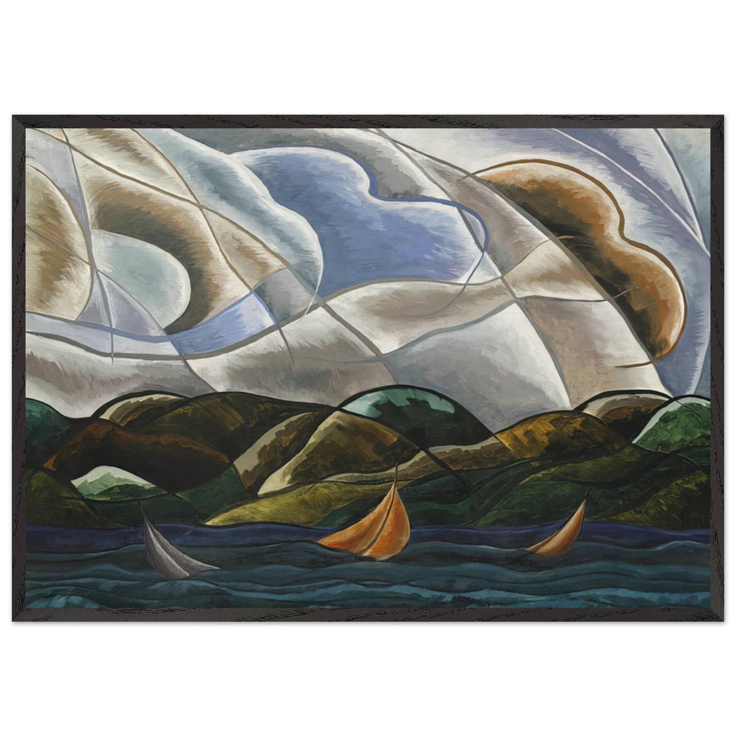 Clouds and Water - 1930 - Arthur Dove 70x100 cm / 28x40 inches Framed Art Print – Black Wooden Frame