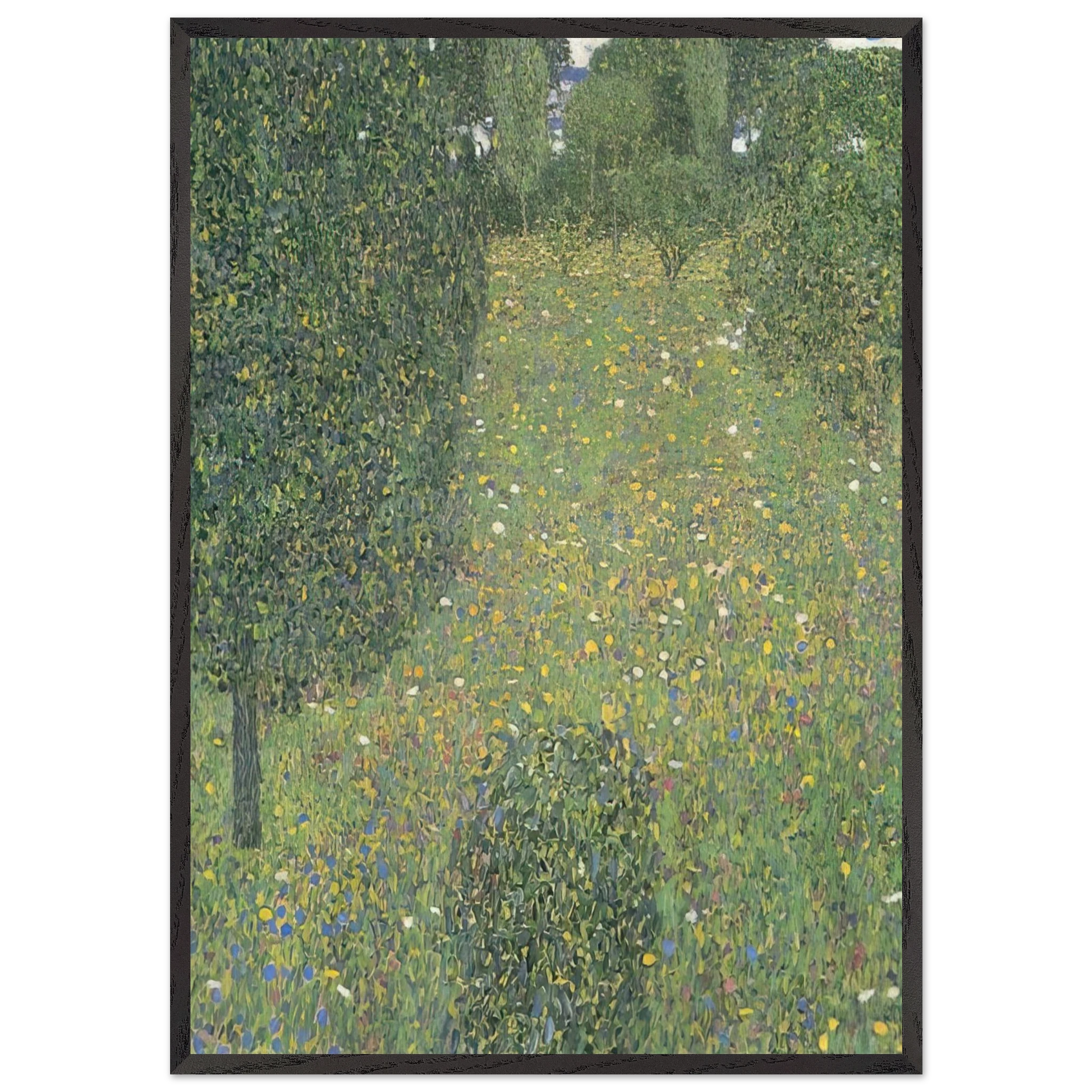 LANDSCAPE GARDEN MEADOW IN FLOWER - Gustav Klimt Framed Art Print – Black Wooden Frame - Default Title - -Framed Art Print