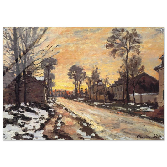 Road at Louveciennes, Melting Snow, Sunset - claude monet Acrylic Print - 70x100 cm / 28x40″ inches