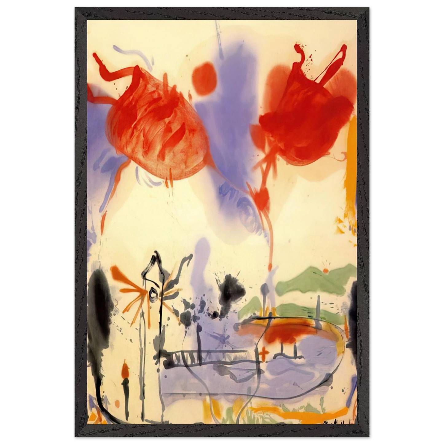 Helen Frankenthaler - Round Trip - 1957 Wall art - A3 (29.7 x 42  cm) - Premium Wooden Framed Poster With Fine Art Paper - White frame