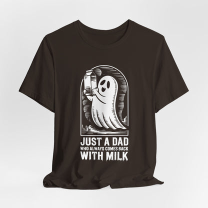 just a dad who always came back with milk halloween T-shirt - Maglietta Unisex in Jersey a Maniche Corte