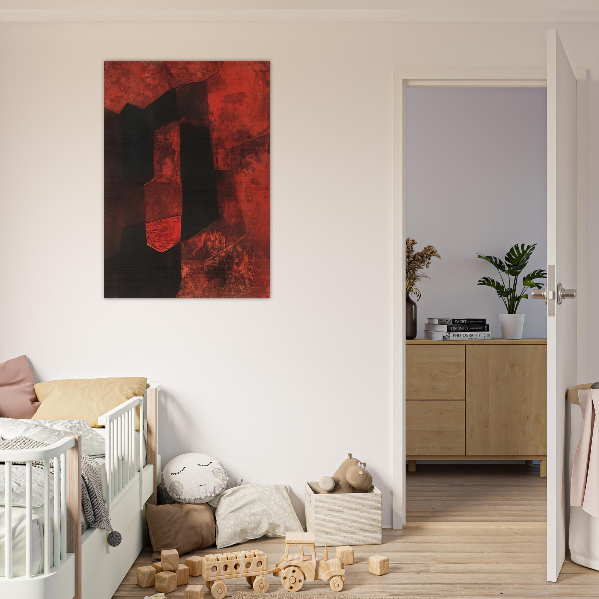 Composition brune et rouge - 1964 - Serge Poliakoff Brushed Aluminum Print - 70x100 cm / 28x40 inches | Serge Poliakoff Aluminum Print | Serge Poliakoff Prints